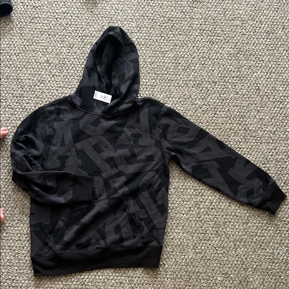 GAP Black & Charcoal Graphic Logo Hoodie Sz xxl 14-16 boys kids